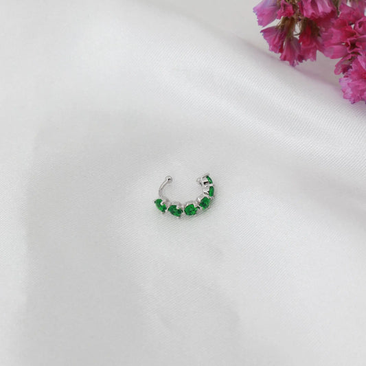 Σκουλαρίκι Cuff με πέτρες ζιργκόν Kailey (Green)
