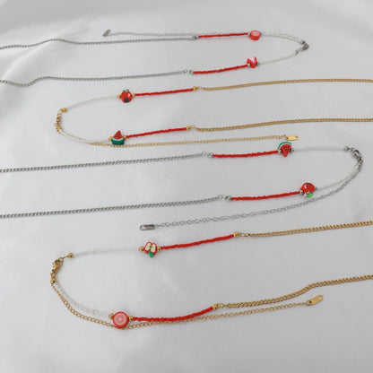 Αλυσίδα κοιλιάς/μέσης με χάντρες Mar & Mar Belly Chain Red από ανοξείδωτο ατσάλι