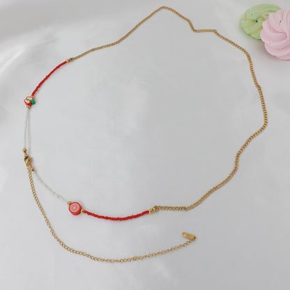 Αλυσίδα κοιλιάς/μέσης με χάντρες Mar and Mar Belly Chain Red από ανοξείδωτο ατσάλι