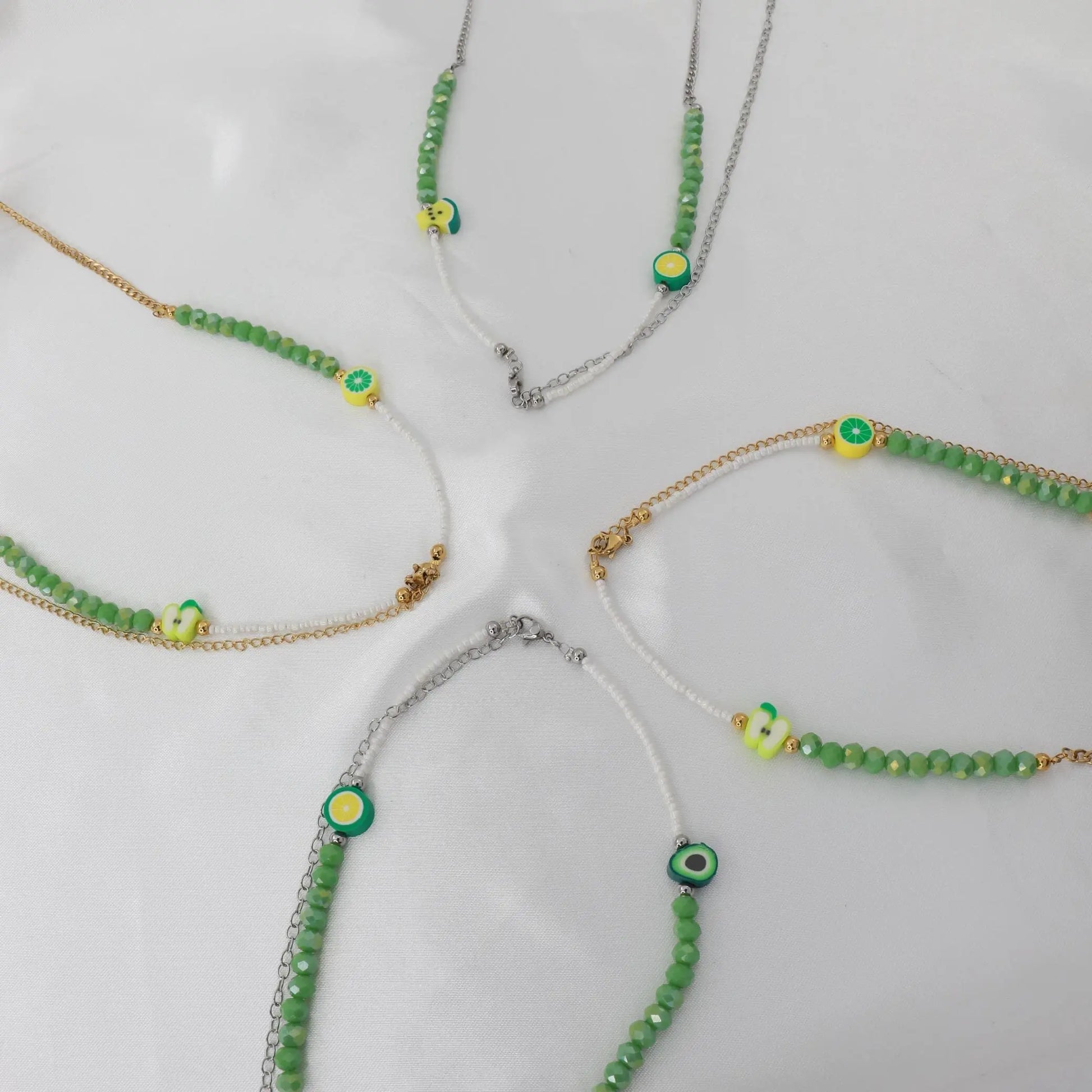 Αλυσίδα κοιλιάς/μέσης με χάντρες Mar & Mar Belly Chain Green από ανοξείδωτο ατσάλι
