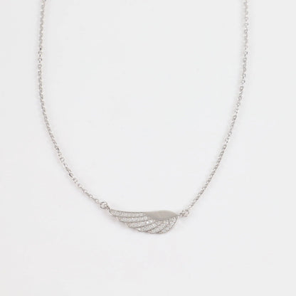 Κολιέ φτερό αγγέλου με πέτρες ζιργκόν Mar & Mar Angel Feather (Silver) από ασήμι 925