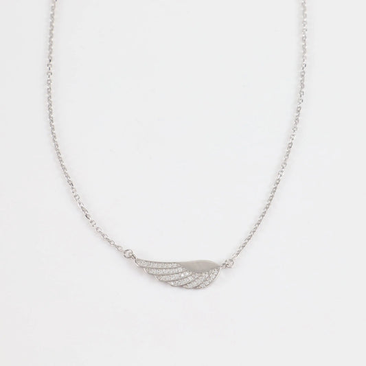 Κολιέ φτερό αγγέλου με πέτρες ζιργκόν Mar and Mar Angel Feather (Silver) από ασήμι 925