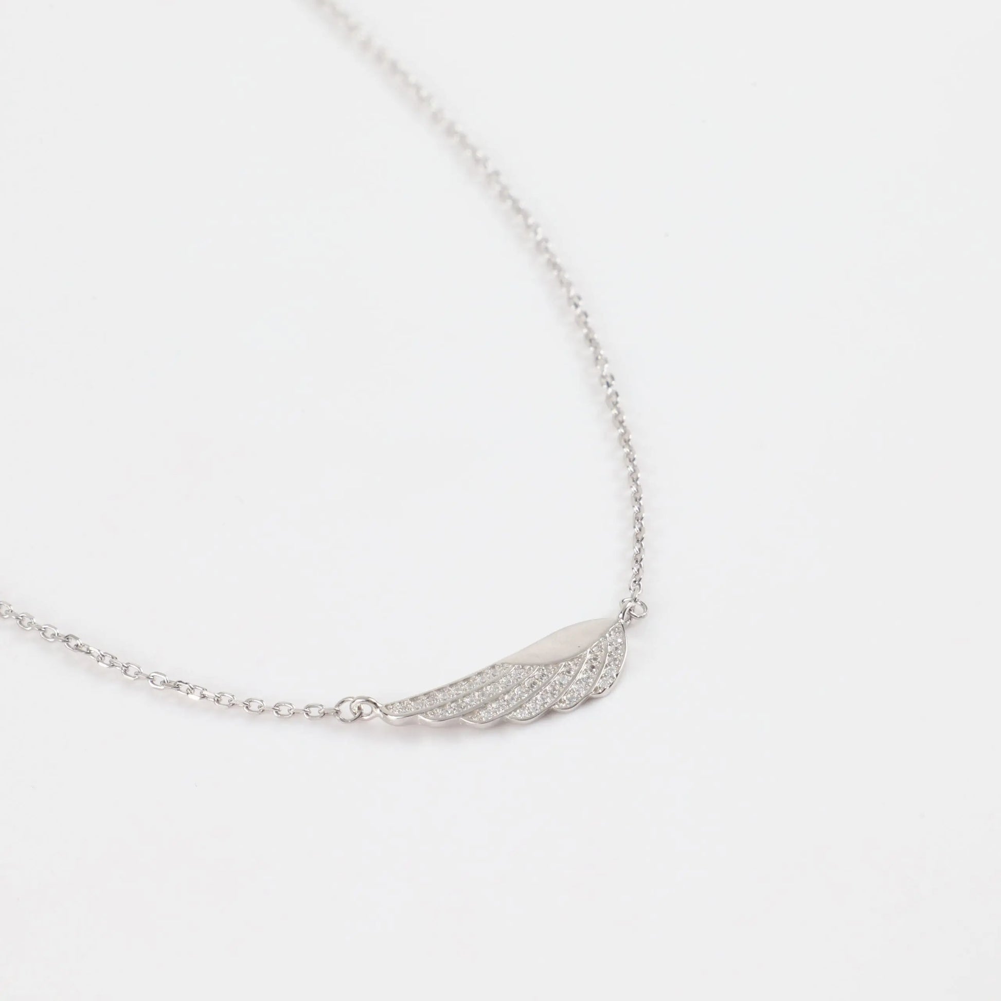 Κολιέ φτερό αγγέλου με πέτρες ζιργκόν Mar & Mar Angel Feather (Silver) από ασήμι 925