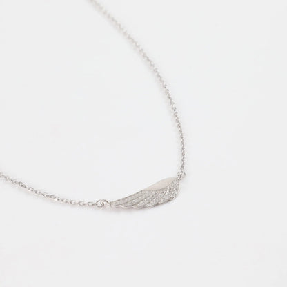 Κολιέ φτερό αγγέλου με πέτρες ζιργκόν Mar & Mar Angel Feather (Silver) από ασήμι 925
