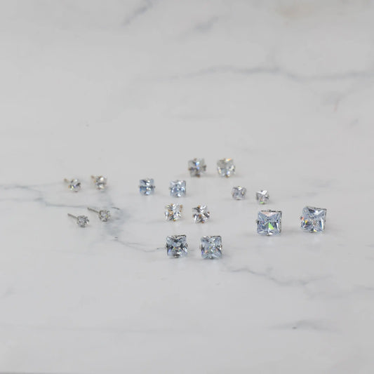 Σκουλαρίκια καρφωτά με ζιργκόν Mar and Mar Dimen Cube Studs από ανοξείδωτο ατσάλι