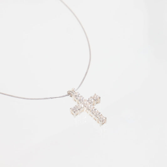 Κολιέ σταυρός με πέτρες ζιργκόν Mar and Mar Jaydon Cross από ασήμι 925