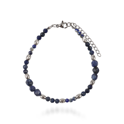 Ανδρικό χειροποίητο βραχιόλι Mar and Mar Aldon με φυσικές ορυκτές πέτρες Λάπις Λάζουλι, Χαολίτη, Αιματίτη και Ανοξείδωτο Ατσάλι