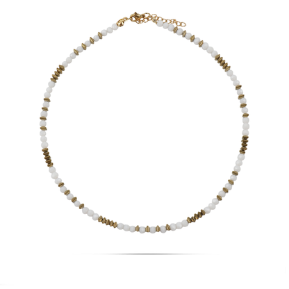 Χειροποίητο κολιέ με χάντρες και Αιματίτη Mar and Mar Ernestine από ανοξείδωτο ατσάλι