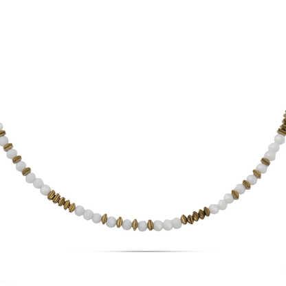 Χειροποίητο κολιέ με χάντρες και Αιματίτη Mar and Mar Ernestine από ανοξείδωτο ατσάλι