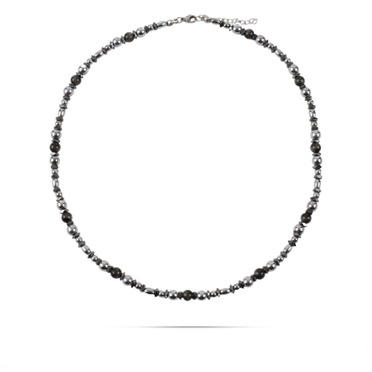 Ανδρικό χειροποίητο κολιέ Mar and Mar Drewton με φυσικές ορυκτές πέτρες Μάτι Γάτας και Αιματίτη