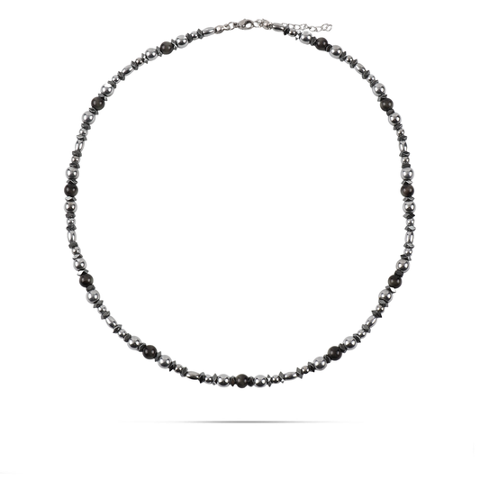 Ανδρικό χειροποίητο κολιέ Mar and Mar Drewton με φυσικές ορυκτές πέτρες Μάτι Γάτας και Αιματίτη