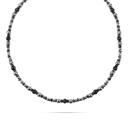 Ανδρικό χειροποίητο κολιέ Mar and Mar Drewton με φυσικές ορυκτές πέτρες Μάτι Γάτας και Αιματίτη