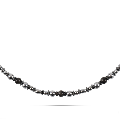 Ανδρικό χειροποίητο κολιέ Mar and Mar Drewton με φυσικές ορυκτές πέτρες Μάτι Γάτας και Αιματίτη