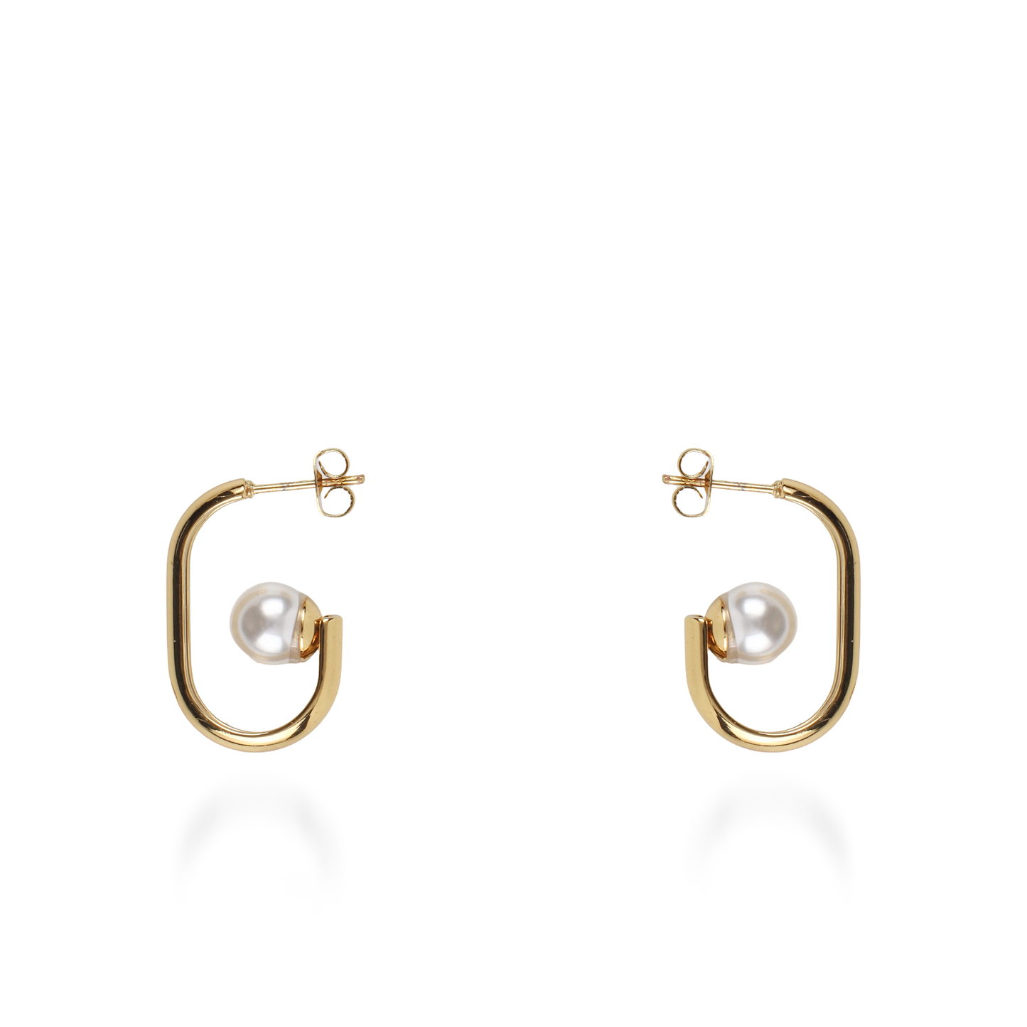 Σκουλαρίκια κρίκοι με πέρλα Mar and Mar Amber από ανοξείδωτο ατσάλι