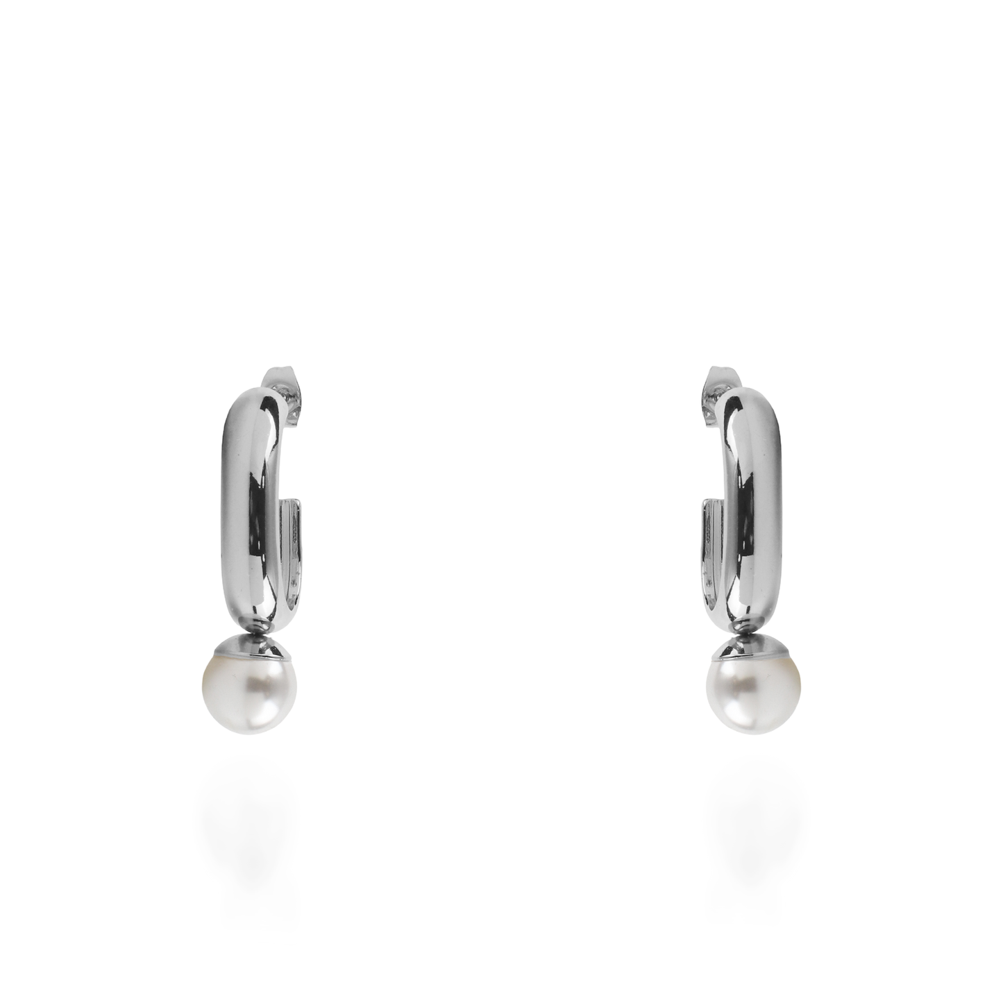 Σκουλαρίκια κρεμαστά με πέρλα Mar and Mar Zella Silver από ανοξείδωτο ατσάλι
