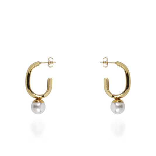 Σκουλαρίκια κρεμαστά με πέρλα Mar and Mar Zella από ανοξείδωτο ατσάλι