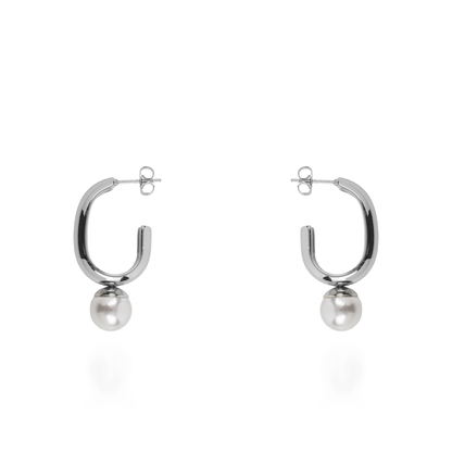 Σκουλαρίκια κρεμαστά με πέρλα Mar and Mar Zella Silver από ανοξείδωτο ατσάλι