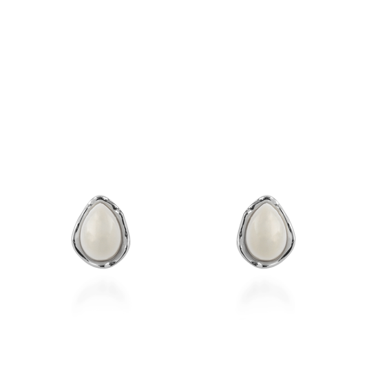 Σκουλαρίκια καρφωτά δάκρυ με πέρλα Mar and Mar Adelina Teardrop Silver από ανοξείδωτο ατσάλι