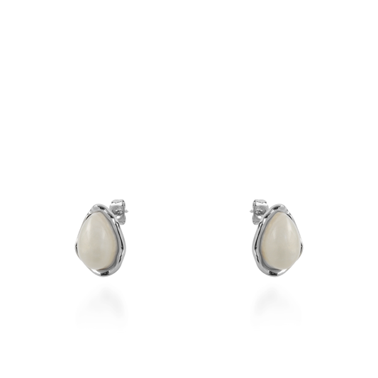 Σκουλαρίκια καρφωτά δάκρυ με πέρλα Mar and Mar Adelina Teardrop Silver από ανοξείδωτο ατσάλι