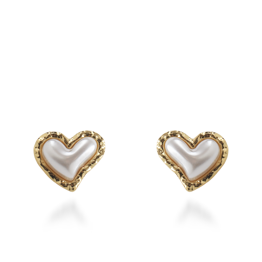 Σκουλαρίκια καρφωτά καρδιές με πέρλα Mar and Mar Adelina Heart από ανοξείδωτο ατσάλι