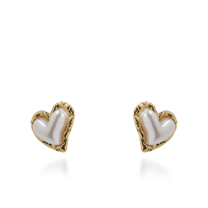 Σκουλαρίκια καρφωτά καρδιές με πέρλα Mar and Mar Adelina Heart από ανοξείδωτο ατσάλι