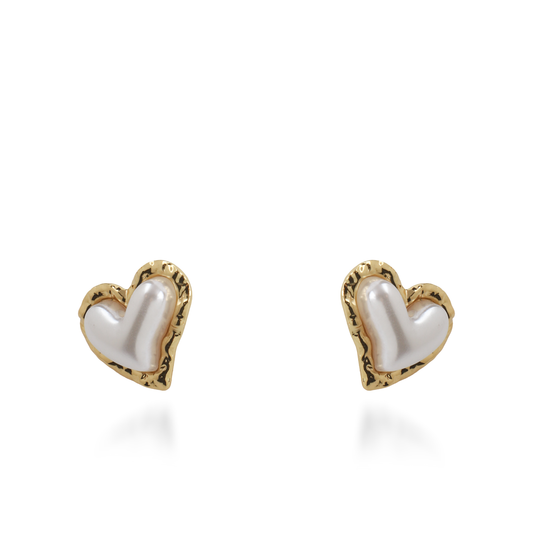 Σκουλαρίκια καρφωτά καρδιές με πέρλα Mar and Mar Adelina Heart από ανοξείδωτο ατσάλι