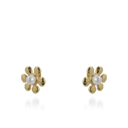 Σκουλαρίκια καρφωτά λουλούδια με πέρλα Mar and Mar Bellisa από ανοξείδωτο ατσάλι