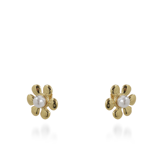 Σκουλαρίκια καρφωτά λουλούδια με πέρλα Mar and Mar Bellisa από ανοξείδωτο ατσάλι