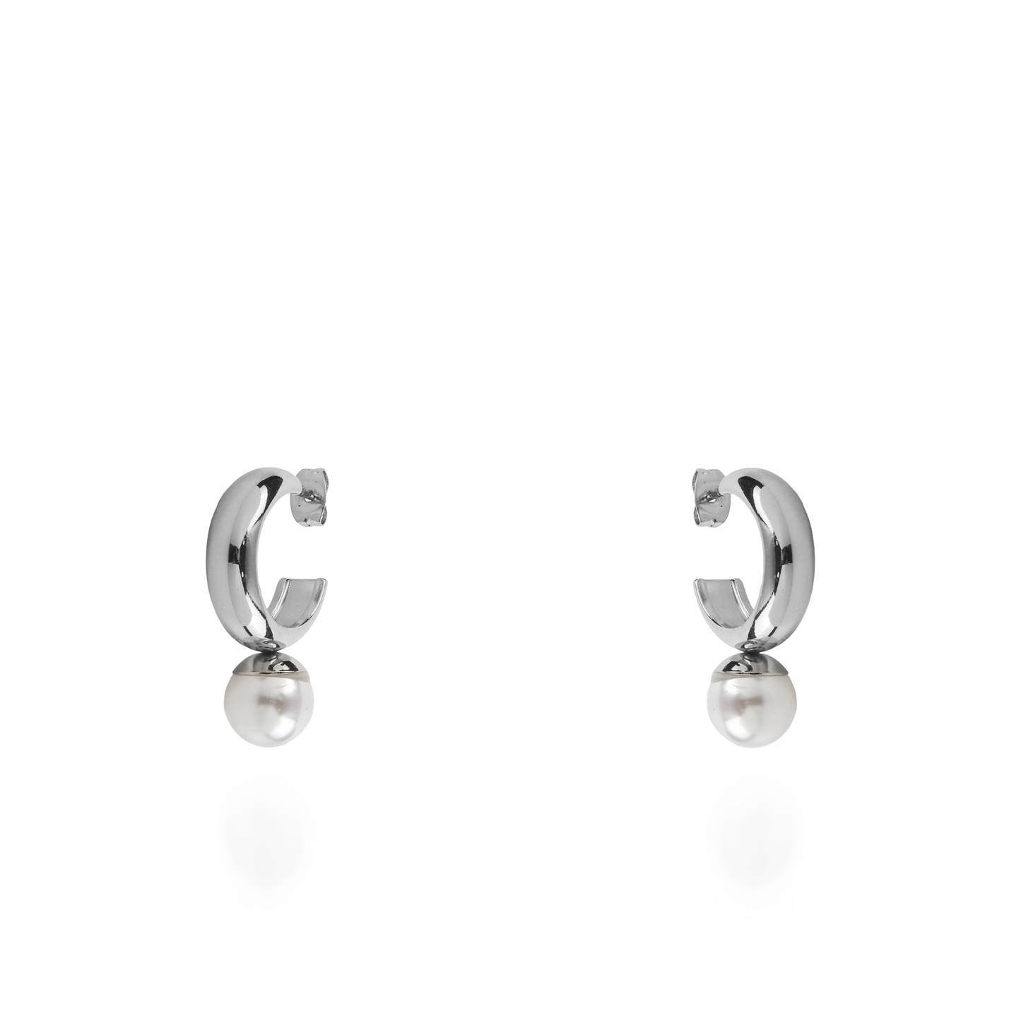 Σκουλαρίκια κρεμαστά με πέρλα Mar and Mar Alcyra Silver από ανοξείδωτο ατσάλι