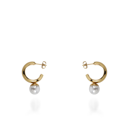 Σκουλαρίκια κρεμαστά με πέρλα Mar and Mar Alcyra από ανοξείδωτο ατσάλι