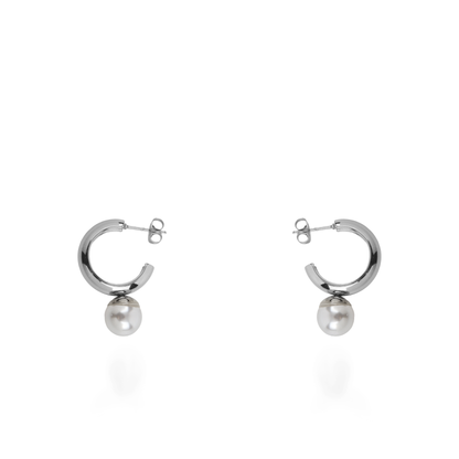 Σκουλαρίκια κρεμαστά με πέρλα Mar and Mar Alcyra Silver από ανοξείδωτο ατσάλι