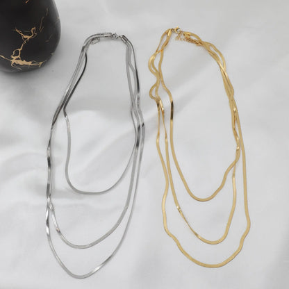 Αλυσίδα λαιμού τριπλή Mar &amp; Mar Flat Snake Triple από Ανοξείδωτο ατσάλι