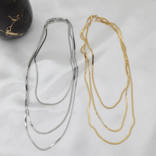 Αλυσίδα λαιμού τριπλή Mar and Mar Flat Snake Triple από Ανοξείδωτο ατσάλι