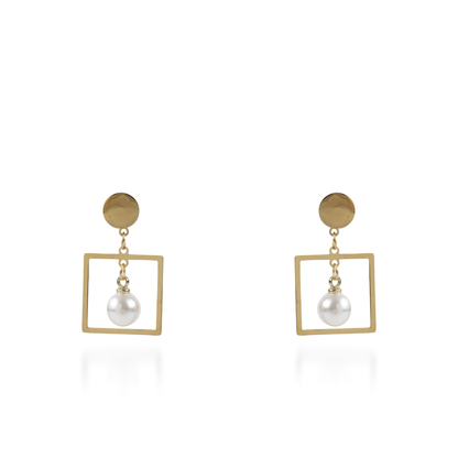 Σκουλαρίκια κρεμαστά με πέρλα Mar and Mar Azaria από ανοξείδωτο ατσάλι