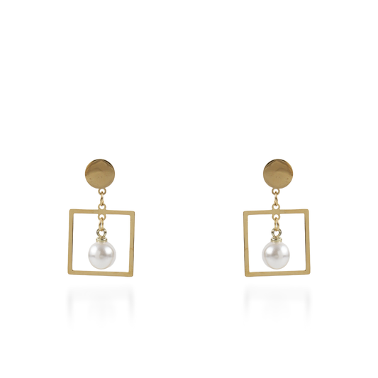 Σκουλαρίκια κρεμαστά με πέρλα Mar and Mar Azaria από ανοξείδωτο ατσάλι