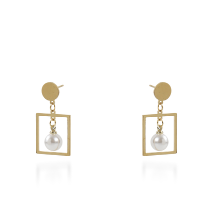 Σκουλαρίκια κρεμαστά με πέρλα Mar and Mar Azaria από ανοξείδωτο ατσάλι