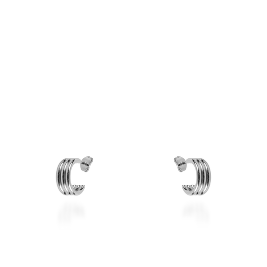 Σκουλαρίκια τριπλά κρικάκια Mar and Mar Cillian Silver (1,5 cm) από ανοξείδωτο ατσάλι
