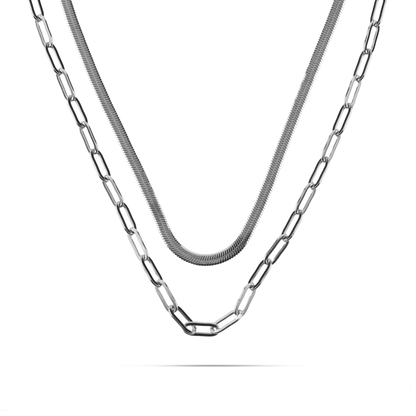 Κολιέ διπλή αλυσίδα λαιμού Mar and Mar Maelis από ανοξείδωτο ατσάλι