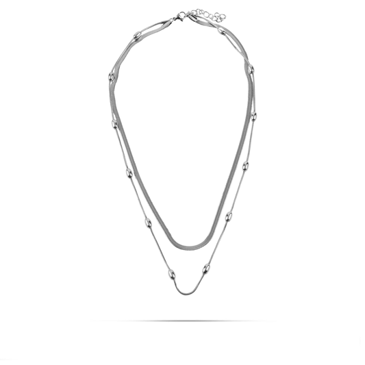 Κολιέ διπλή αλυσίδα λαιμού Mar and Mar Jorielle από ανοξείδωτο ατσάλι