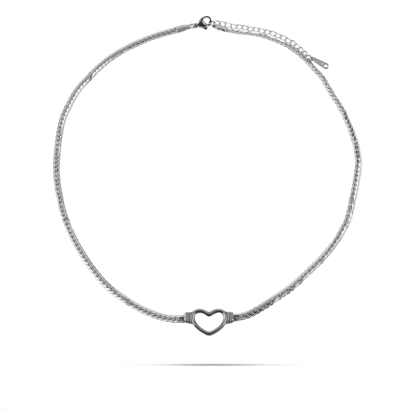 Κολιέ αλυσίδα λαιμού flat snake με καρδιά Mar and Mar Jocasta Heart από ανοξείδωτο ατσάλι