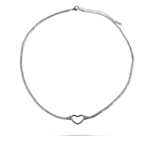 Κολιέ αλυσίδα λαιμού flat snake με καρδιά Mar and Mar Jocasta Heart από ανοξείδωτο ατσάλι