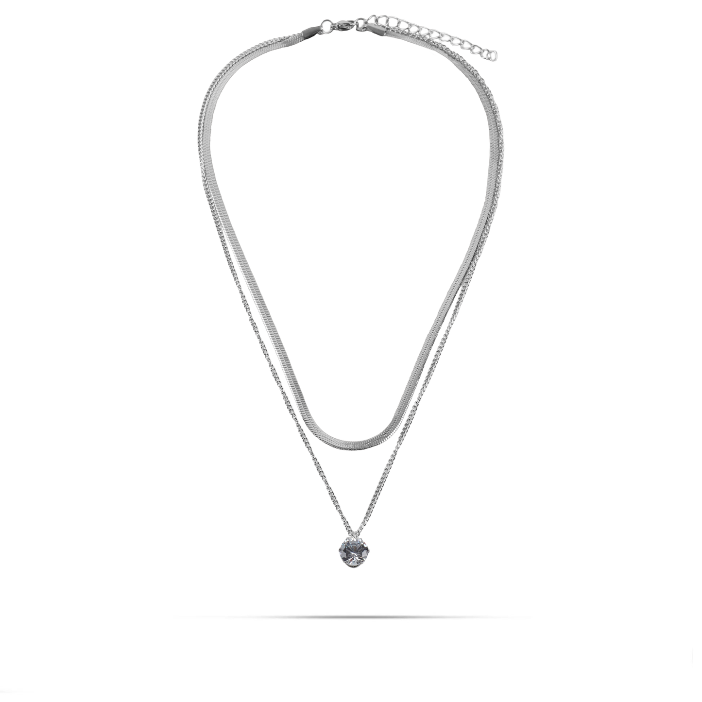 Κολιέ διπλή αλυσίδα λαιμού με πέτρα ζιργκόν Mar and Mar Colette από ανοξείδωτο ατσάλι