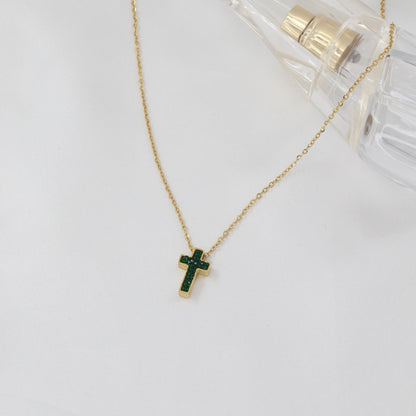 Κολιέ με σταυρό και πέτρες ζιργκόν Mar and Mar Virden Cross από ανοξείδωτο ατσάλι