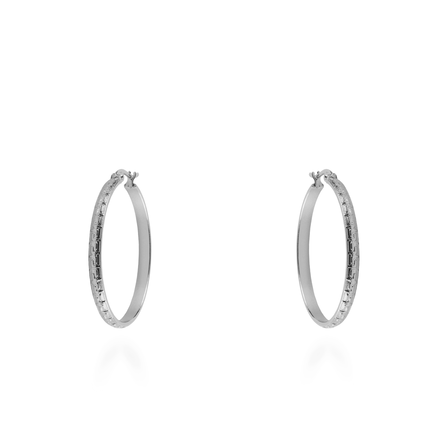 Σκουλαρίκια κρίκοι Mar and Mar Acrol (4 cm) Silver από ανοξείδωτο ατσάλι