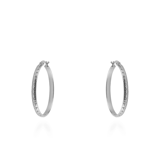 Σκουλαρίκια κρίκοι Mar and Mar Acrol (4 cm) Silver από ανοξείδωτο ατσάλι