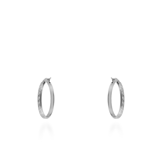 Σκουλαρίκια κρίκοι Mar and Mar Acrol (3 cm) Silver από ανοξείδωτο ατσάλι