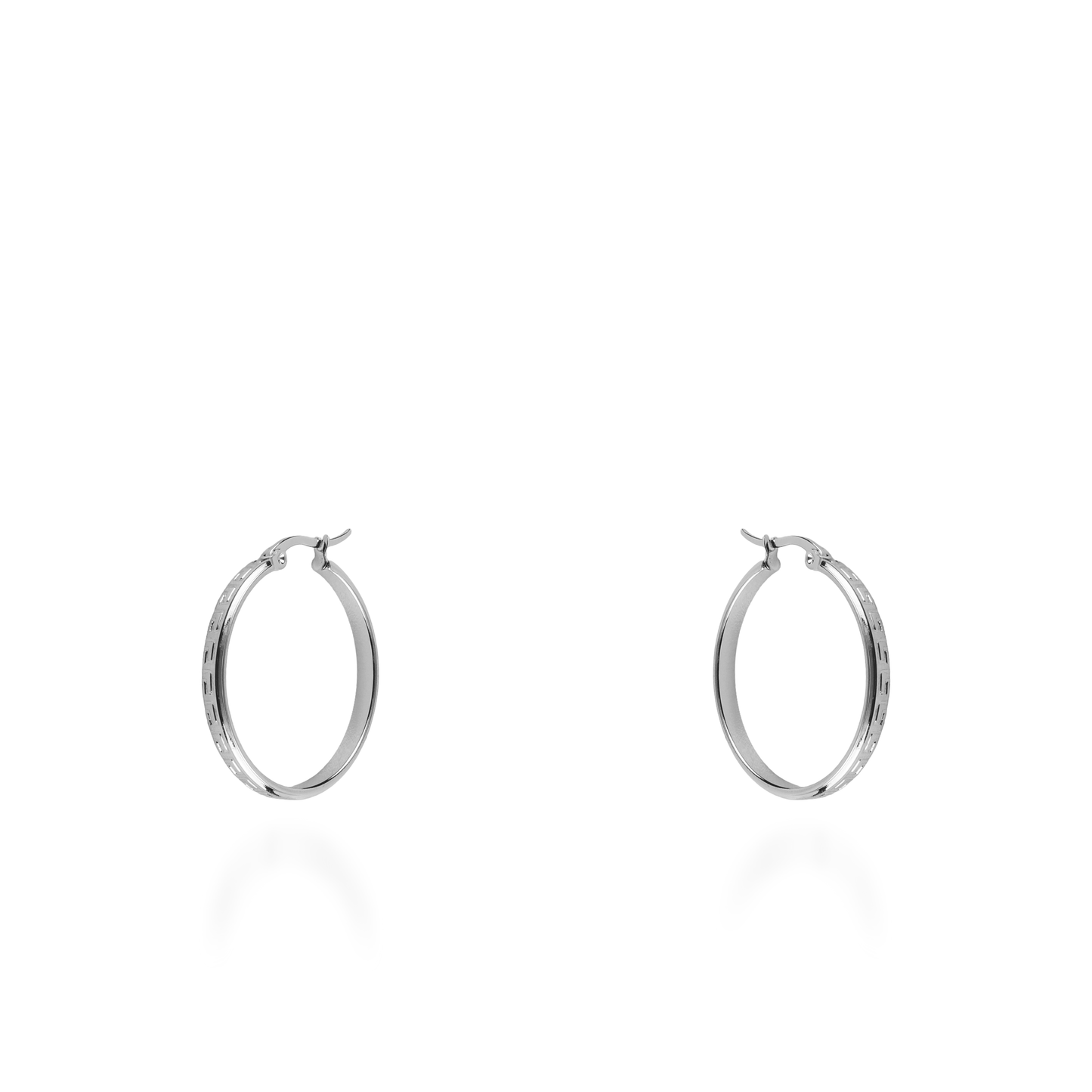 Σκουλαρίκια κρίκοι Mar and Mar Acrol (3 cm) Silver από ανοξείδωτο ατσάλι