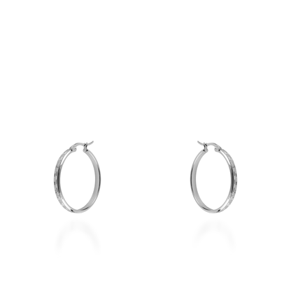 Σκουλαρίκια κρίκοι Mar and Mar Acrol (3 cm) Silver από ανοξείδωτο ατσάλι