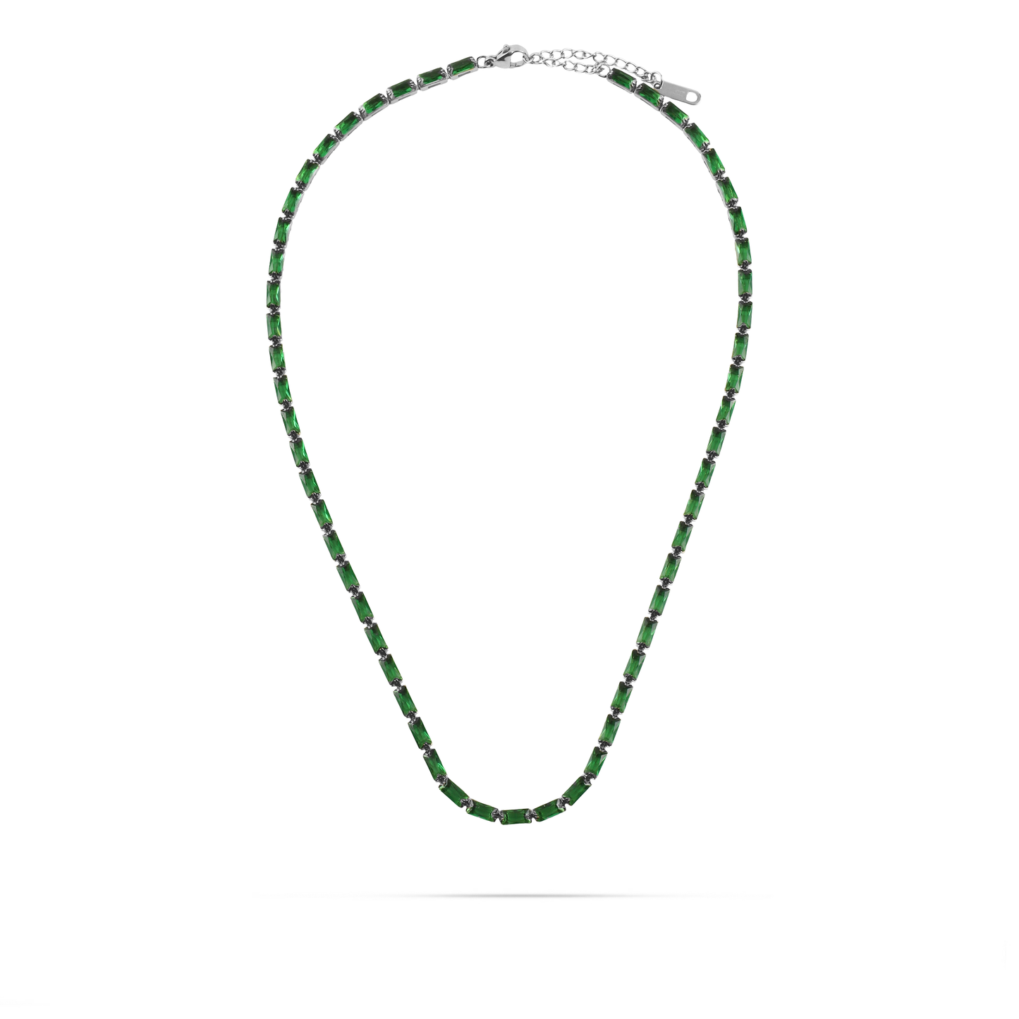 Κολιέ με πέτρες ζιργκόν Mar and Mar Liliana (Green) Silver από ανοξείδωτο ατσάλι