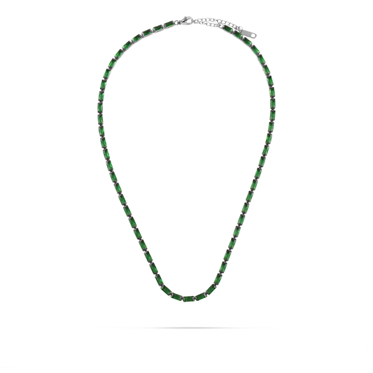 Κολιέ με πέτρες ζιργκόν Mar and Mar Liliana (Green) Silver από ανοξείδωτο ατσάλι